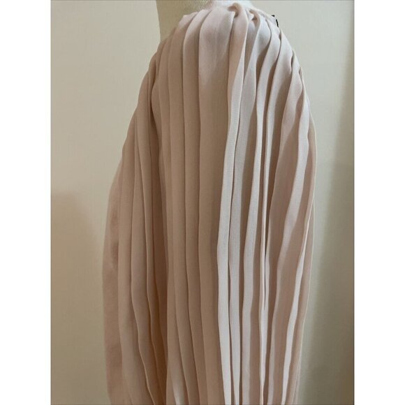 Adrianna Papell Cardigan Sweater Sheer Pleated Sleeves Pearl Blush Sz M Romantic - Picture 4 of 13
